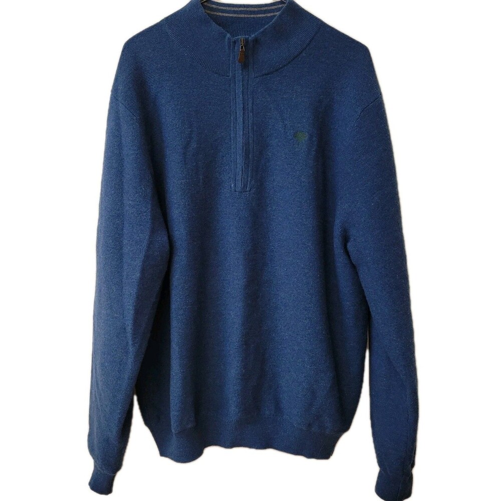 Donald Ross 100% Lambswool Half Zip Sweater Men’s M Blue Lined Pullover Golf